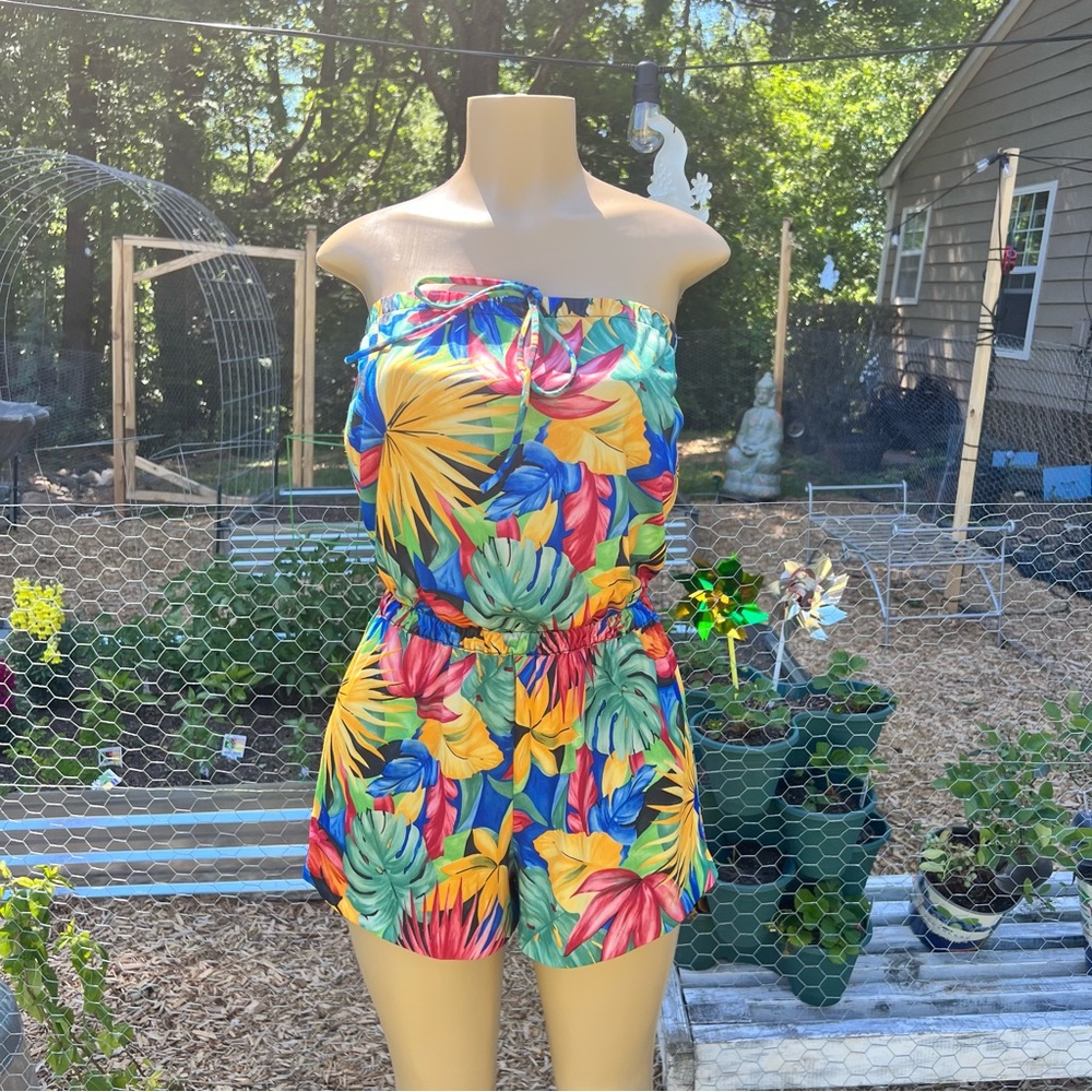 Vintage tropical shorts romper